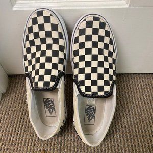 Vans CLASSIC SLIP ON CHECKER Black White Skateboard Shoes